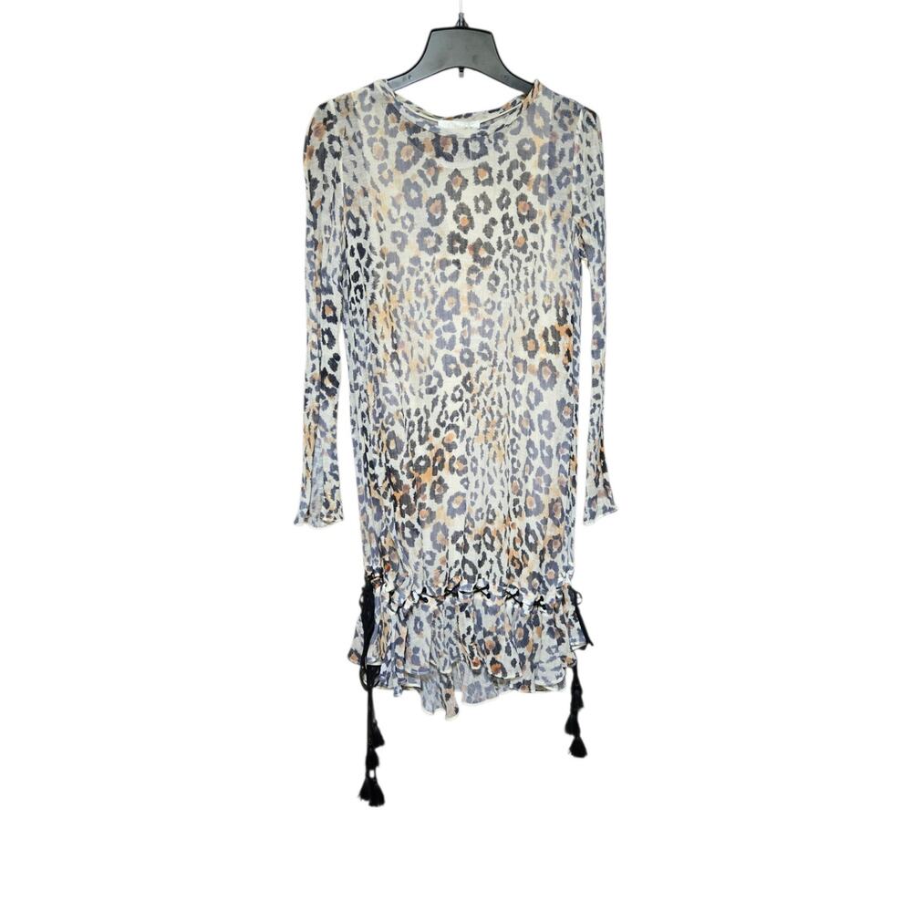 Chloe Resort Leopard Print Runway Ruffle Tassel Dress XS Mobwife Boho Aesthetic - Picture 4 of 16